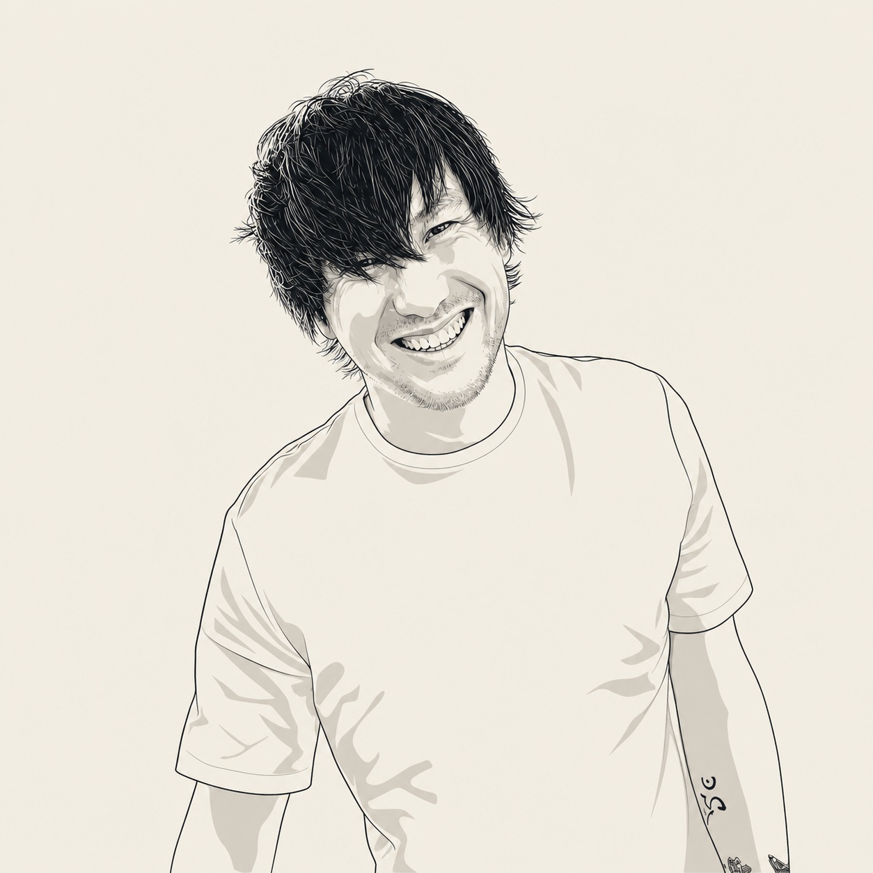 Traced portrait of Sergey Baus smiling